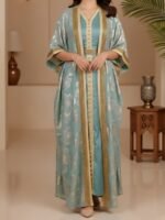 Royal Noor Mint Green Moroccan Kaftan