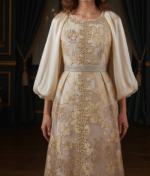 Ivory Gold Floral Embroidered Kaftan - Image 2