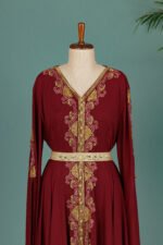 Royal Noor Rich maroon Moroccan Jalabiya - Image 3