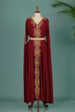Royal Noor Rich maroon Moroccan Jalabiya - Image 2