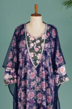 Dark Rose Bloom Mukhawar with Cape