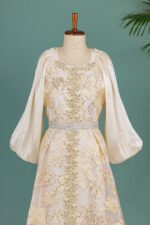 Ivory Gold Floral Embroidered Kaftan - Image 4