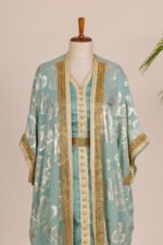 Royal Noor Mint Green Moroccan Kaftan - Image 3