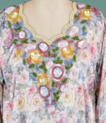 Rose Bloom Beadwork Mukhawar with Cape - Image 3
