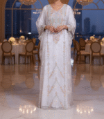 Emira Khaleeji Kaftan- White Hazel