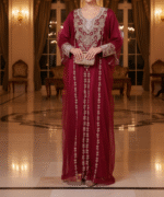 Bridal Emira Khaleeji Kaftan- Deep Red