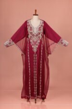 Bridal Emira Khaleeji Kaftan- Deep Red - Image 2
