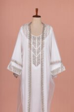 Emira Shrug Khaleeji Kaftan- Soft White - Image 2